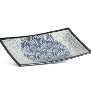 Teller | Viereckig | Blaue Welle