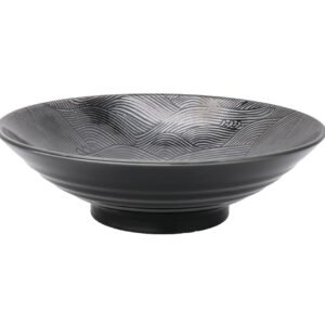 Flache Schale | Schwarz Wellen