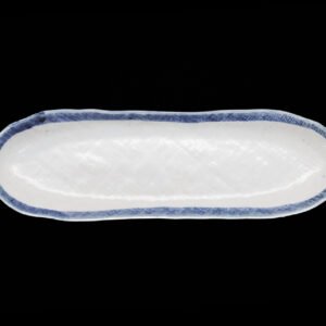 Teller Oblong | weiß-blau